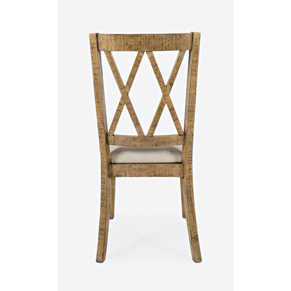 Dining Chair (Set of 2) Naturally Distressed Telluride, Cream Fabric