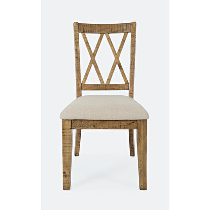 Dining Chair (Set of 2) Naturally Distressed Telluride, Cream Fabric