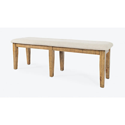 Telluride Rustic Farmhouse Solid Wood 55" Upholstered Dining Bench