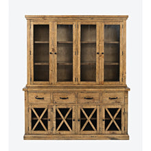 Telluride Rustic Farmhouse Solid Wood Sideboard Buffet Hutch with LED Lights