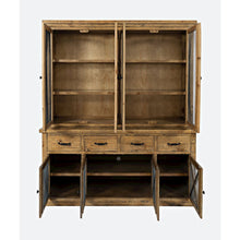 Telluride Rustic Farmhouse Solid Wood Sideboard Buffet Hutch with LED Lights