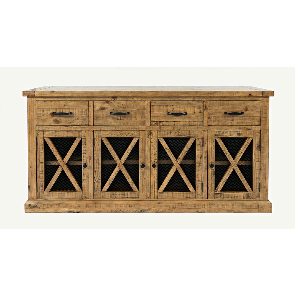 70" Rustic Distressed Solid Wood Farmhouse Four Drawer Sideboard Buffet Server