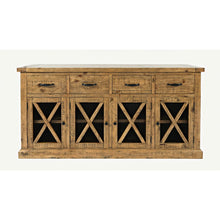 70" Rustic Distressed Solid Wood Farmhouse Four Drawer Sideboard Buffet Server