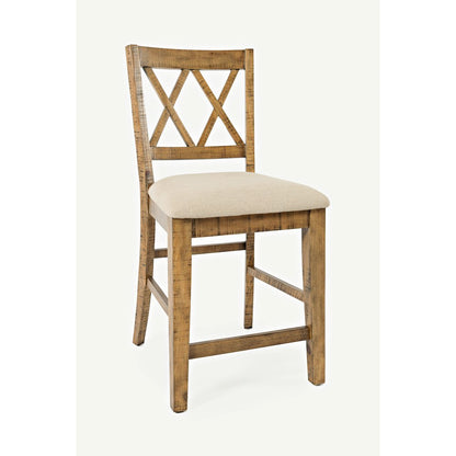 Telluride Rustic Farmhouse Solid Wood Upholstered Counter Stool (Set of 2)
