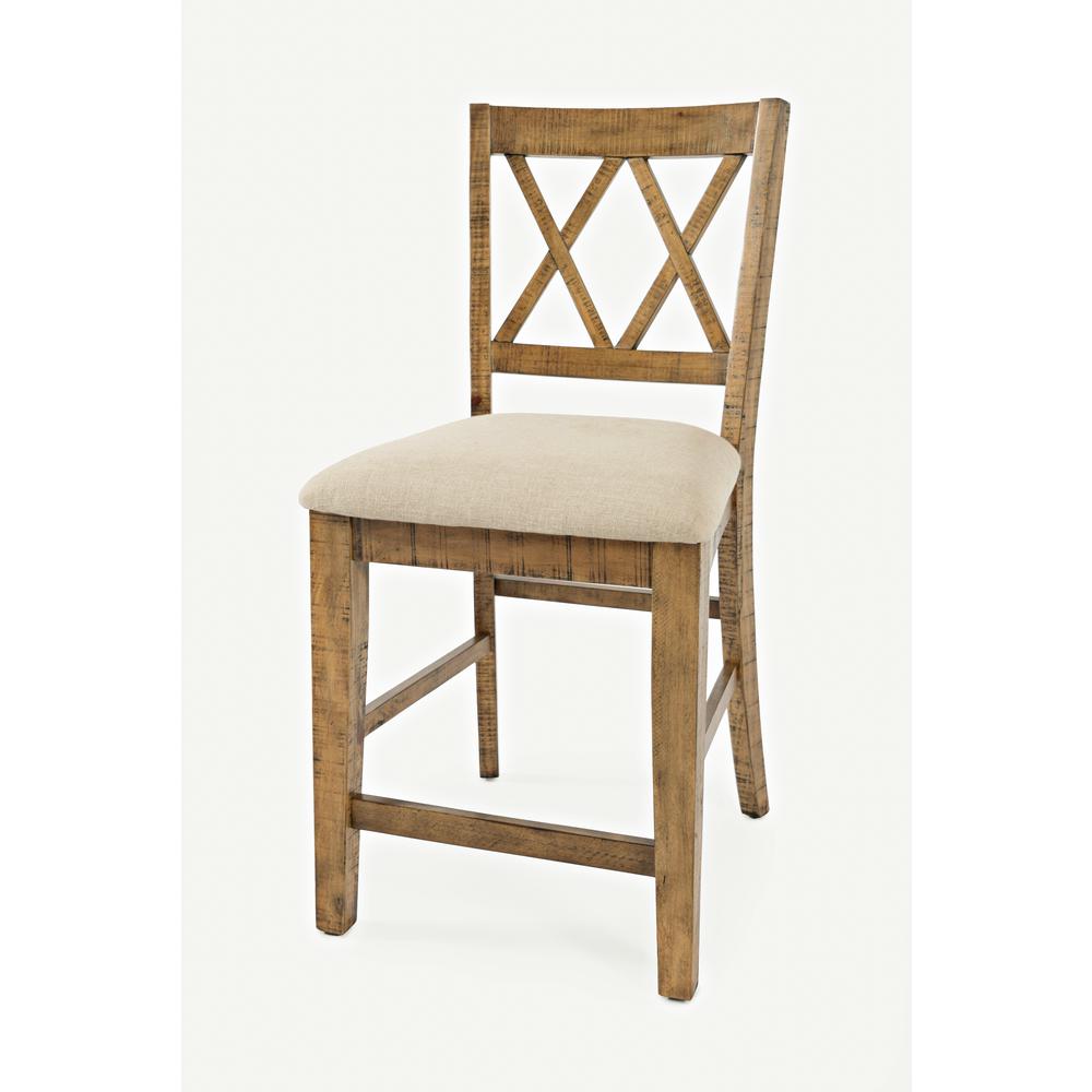 Counter Stool (Set of 2) Naturally Distressed Telluride, Cream Fabric
