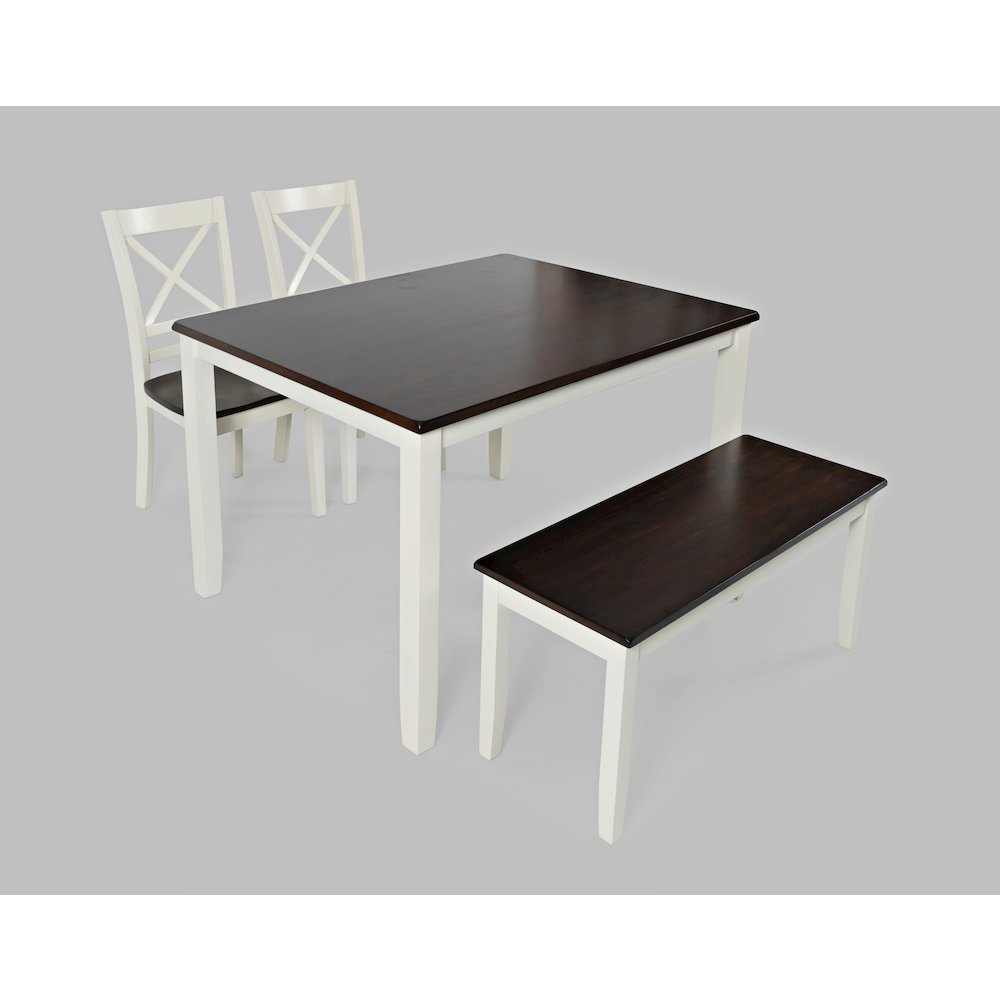 Asbury Park Solid Wood Farmhouse Four Piece Dining Set with Bench
