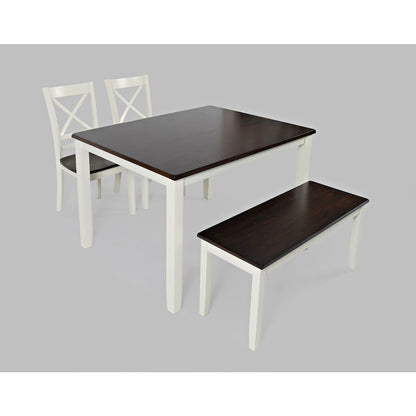 Asbury Park Solid Wood Farmhouse Four Piece Dining Set with Bench