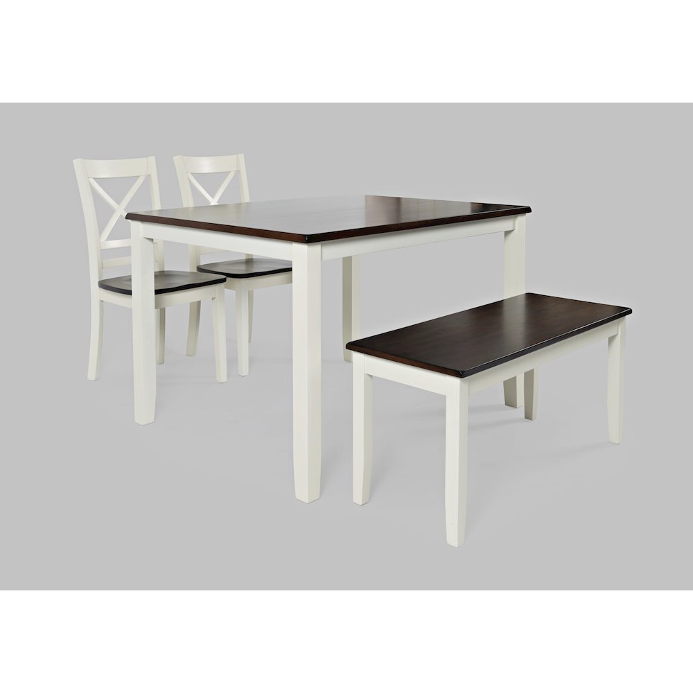 Asbury Park Solid Wood Farmhouse Four Piece Dining Set with Bench