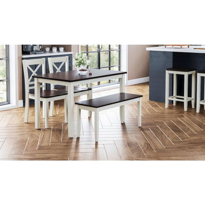 Asbury Park Solid Wood Farmhouse Four Piece Dining Set with Bench