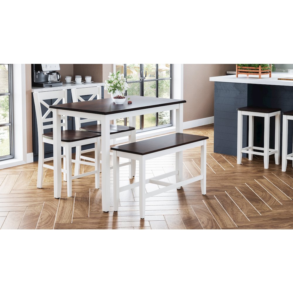 Asbury Park Solid Wood Farmhouse Four Piece Counter Height Dining Set with Bench