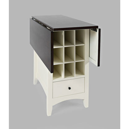 Solid Wood Farmhouse Storage Counter Drop Leaf Dining Table with Wine Rack