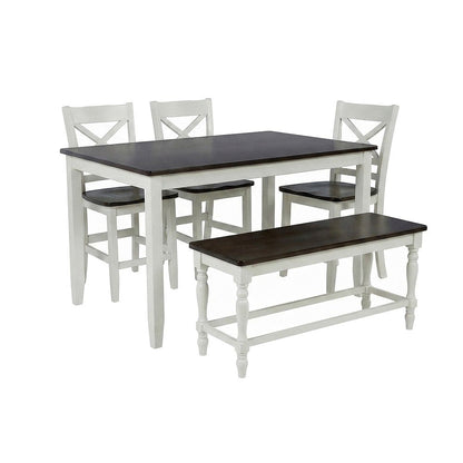 Solid Wood Farmhouse Counter Height Dining Table 4 Piece Set, White