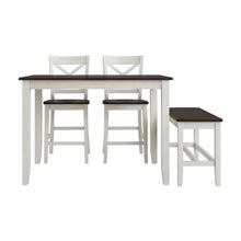 Solid Wood Farmhouse Counter Height Dining Table 4 Piece Set, White