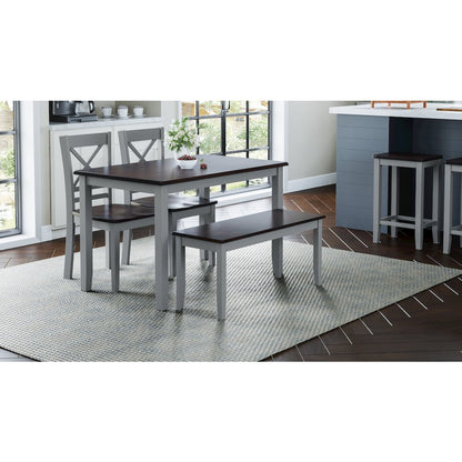 Asbury Park Solid Wood Farmhouse Four Piece Dining Set with Bench