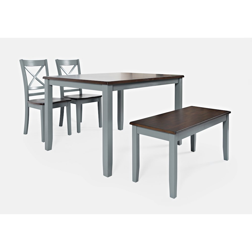Asbury Park Solid Wood Farmhouse Four Piece Dining Set with Bench