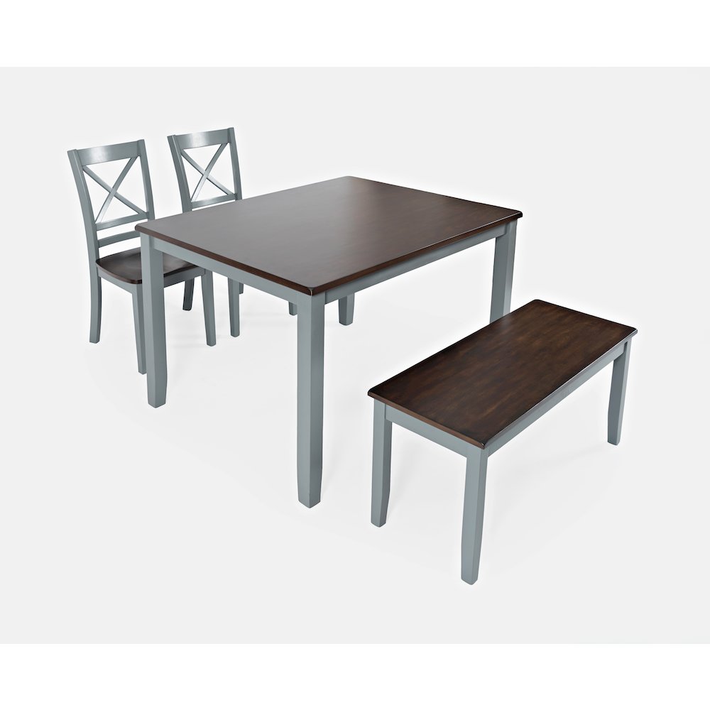 Asbury Park Solid Wood Farmhouse Four Piece Dining Set with Bench