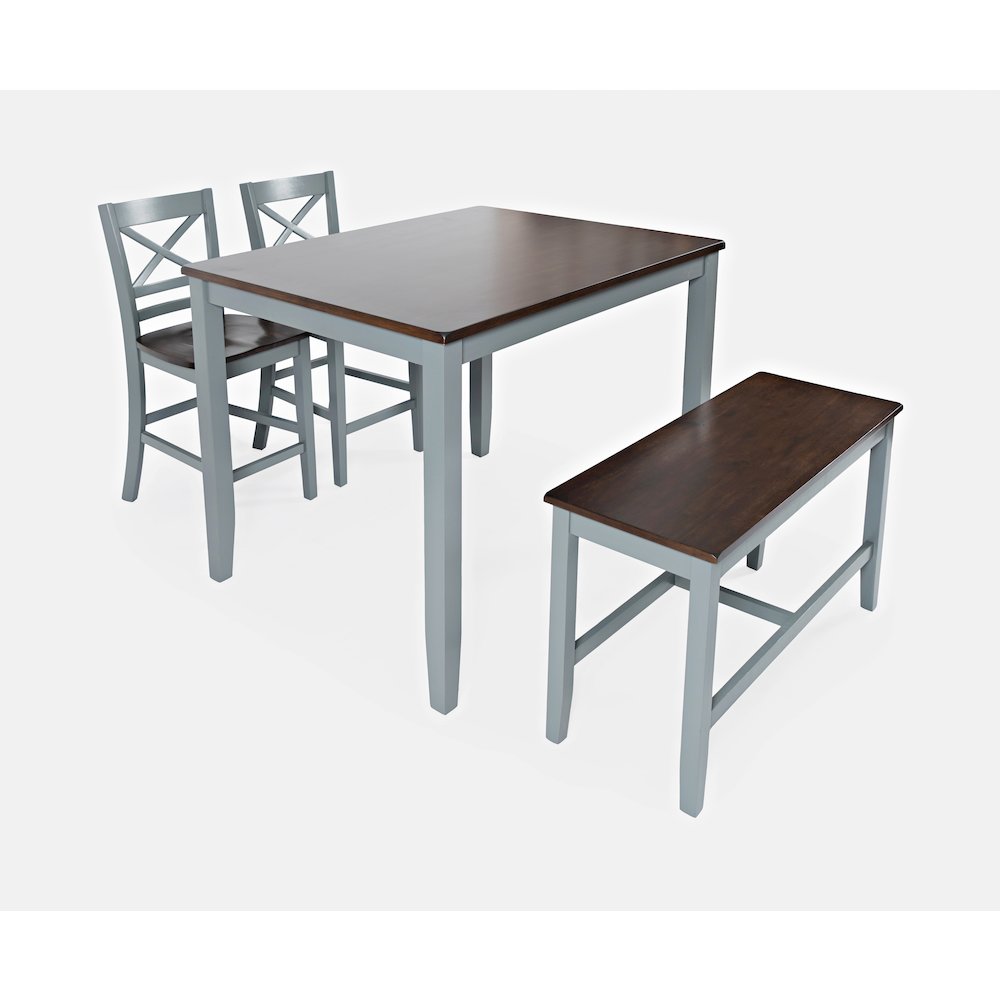 Asbury Park Solid Wood Farmhouse Four Piece Counter Height Dining Set with Bench