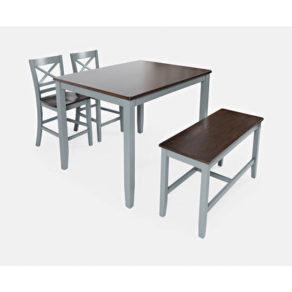 Asbury Park Solid Wood Farmhouse Four Piece Counter Height Dining Set with Bench