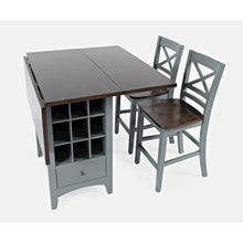 Solid Wood Farmhouse Storage Counter Drop Leaf Dining Table with Wine Rack