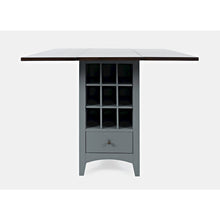 Solid Wood Farmhouse Storage Counter Drop Leaf Dining Table with Wine Rack