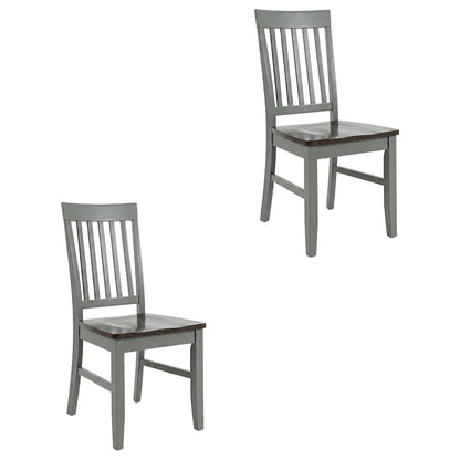 Farmhouse Acacia Wood Dining Chair, Autumn Brown/Grey, Set of 2