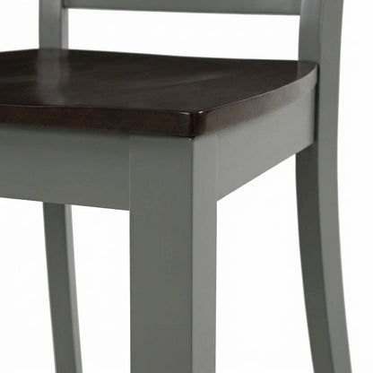 Farmhouse Acacia Wood Dining Chair, Autumn Brown/Grey, Set of 2