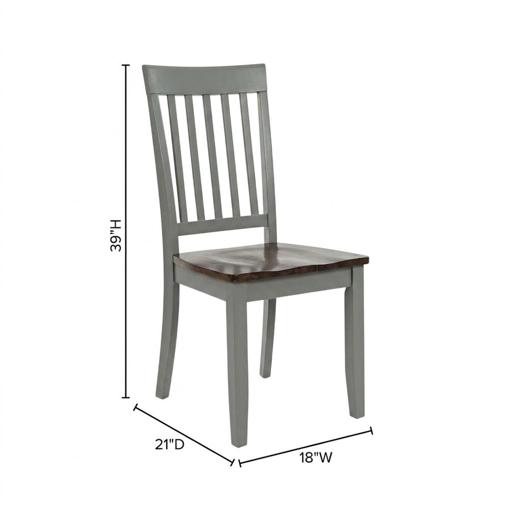 Farmhouse Acacia Wood Dining Chair, Autumn Brown/Grey, Set of 2