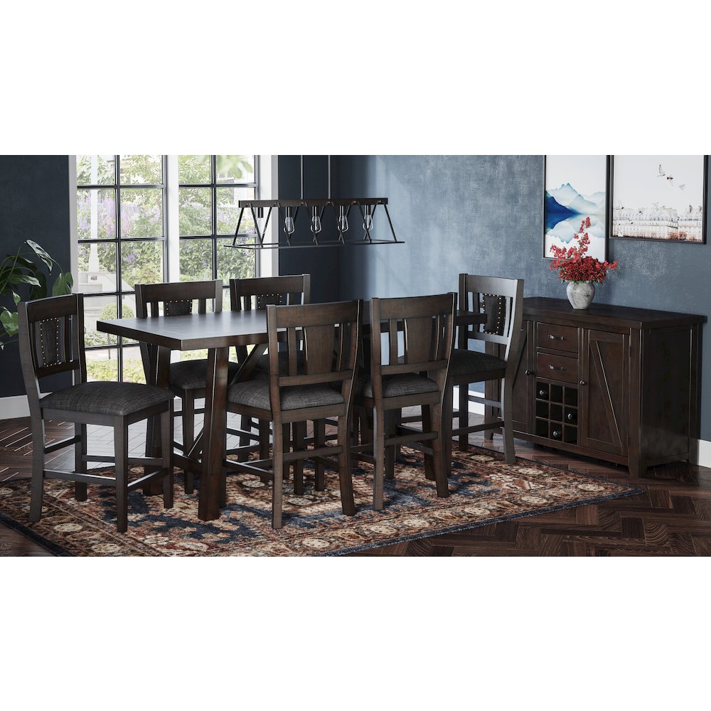 Upholstered Slatback Counter Height Stool with Nailhead Trim (Set of 2)