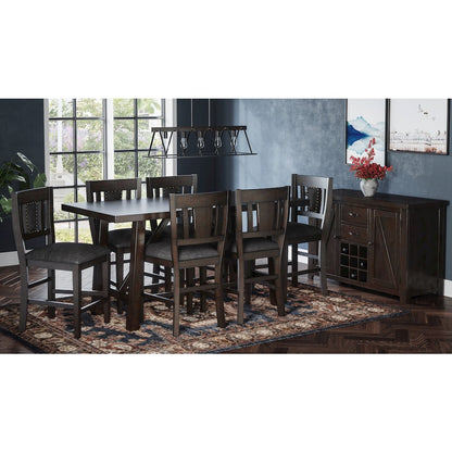 Upholstered Slatback Counter Height Stool with Nailhead Trim (Set of 2)