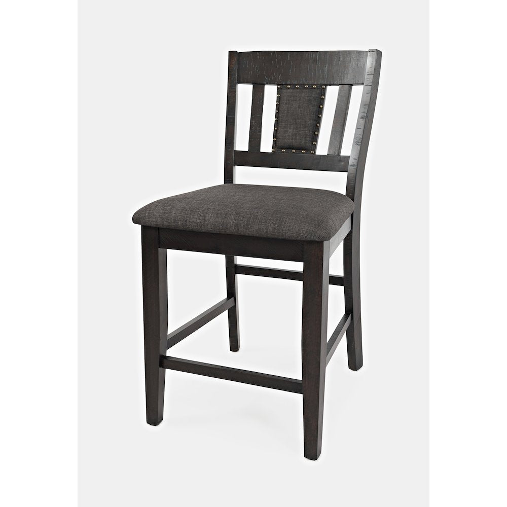 Upholstered Slatback Counter Height Stool with Nailhead Trim (Set of 2)