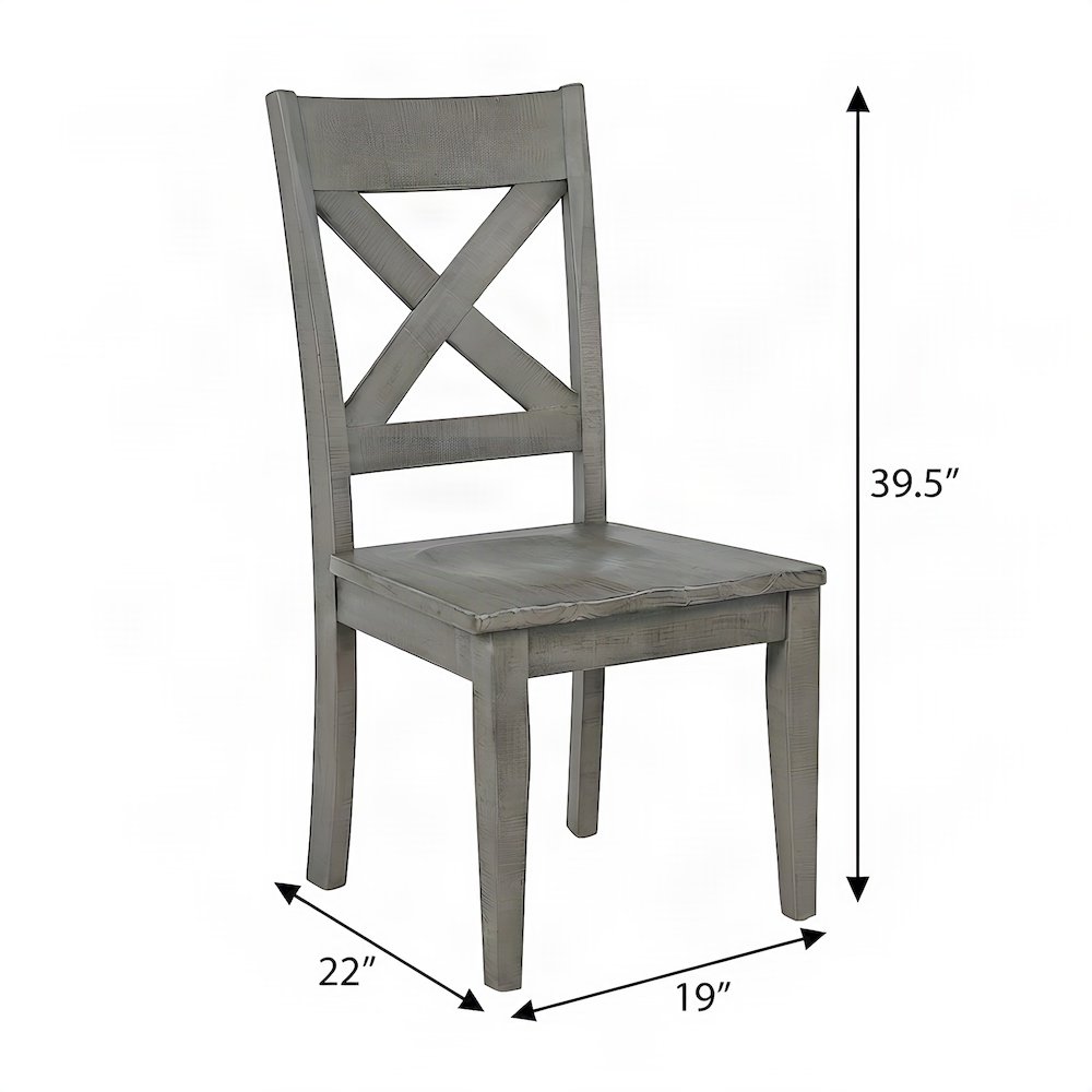 Distressed Solid Pine Farmhouse X-Back Kitchen Dining Chairs, Set of 2, Chair