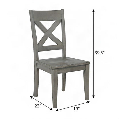 Distressed Solid Pine Farmhouse X-Back Kitchen Dining Chairs, Set of 2, Chair