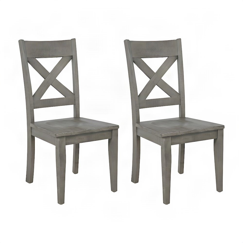 Distressed Solid Pine Farmhouse X-Back Kitchen Dining Chairs, Set of 2, Chair