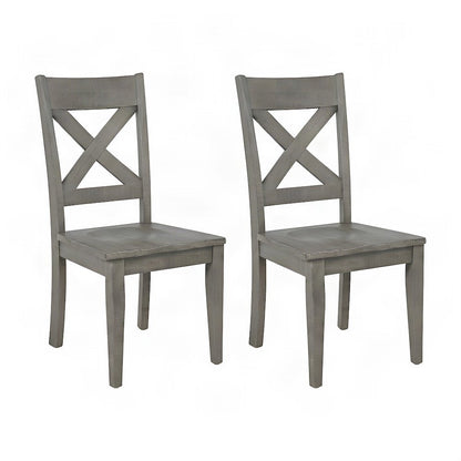 Distressed Solid Pine Farmhouse X-Back Kitchen Dining Chairs, Set of 2, Chair