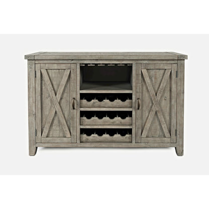Reclaimed Solid Wood Buffet Server with Wine Bottle and Glass Storage