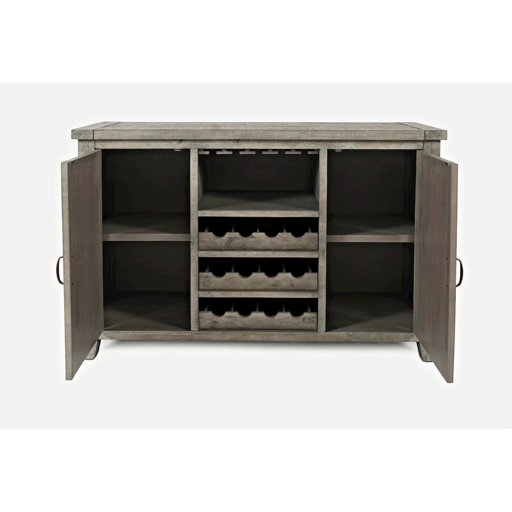 Reclaimed Solid Wood Buffet Server with Wine Bottle and Glass Storage