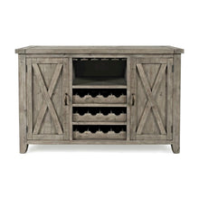 Distressed Pine Buffet Server with Wine Rack and Glass Storage, Driftwood Gray