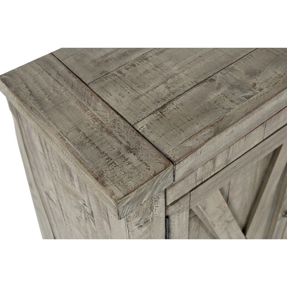 Distressed Pine Buffet Server with Wine Rack and Glass Storage, Driftwood Gray