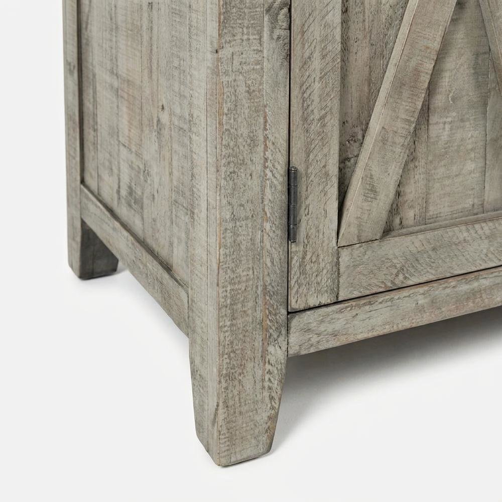Distressed Pine Buffet Server with Wine Rack and Glass Storage, Driftwood Gray