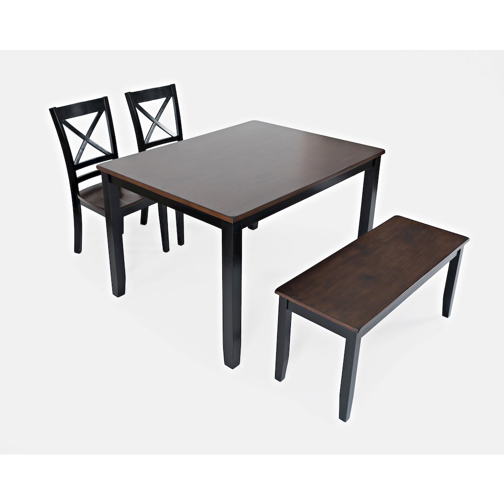 Asbury Park Solid Wood Farmhouse Four Piece Dining Set with Bench