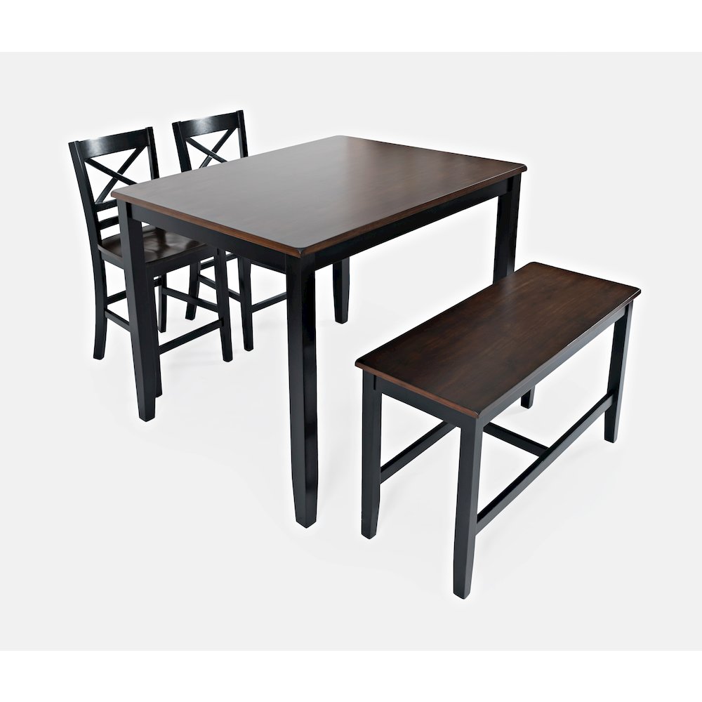 Asbury Park Solid Wood Farmhouse Four Piece Counter Height Dining Set with Bench
