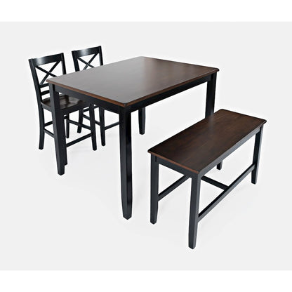 Asbury Park Solid Wood Farmhouse Four Piece Counter Height Dining Set with Bench