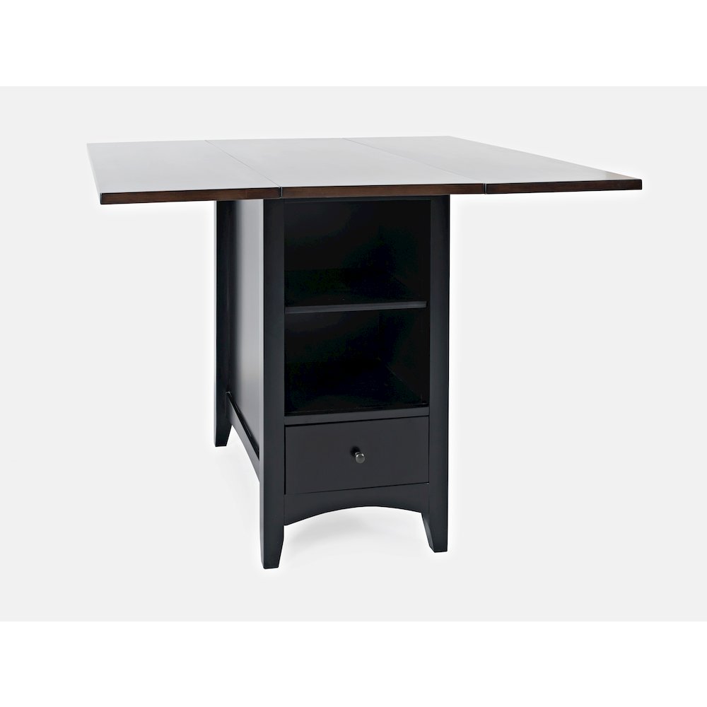 Solid Wood Farmhouse Storage Counter Drop Leaf Dining Table with Wine Rack