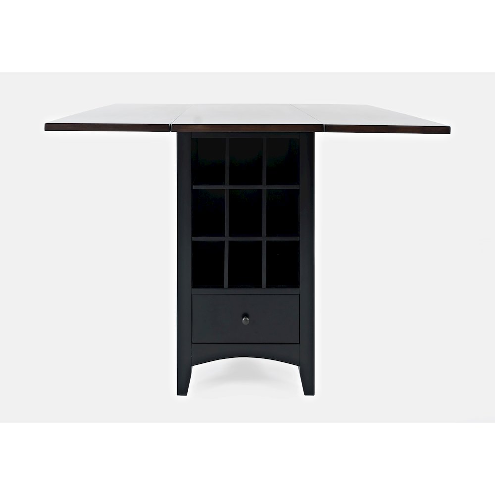 Solid Wood Farmhouse Storage Counter Drop Leaf Dining Table with Wine Rack