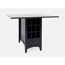 Solid Wood Farmhouse Storage Counter Drop Leaf Dining Table with Wine Rack