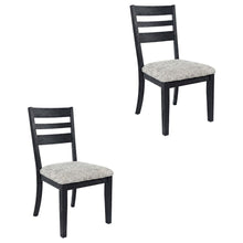 Contemporary Upholstered Ladderback Dining Chairs, Dark Charcoal, Set of 2