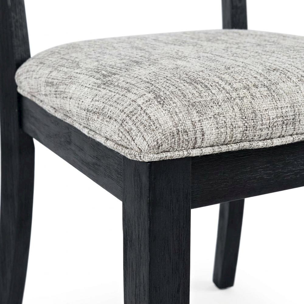 Contemporary Upholstered Ladderback Dining Chairs, Dark Charcoal, Set of 2