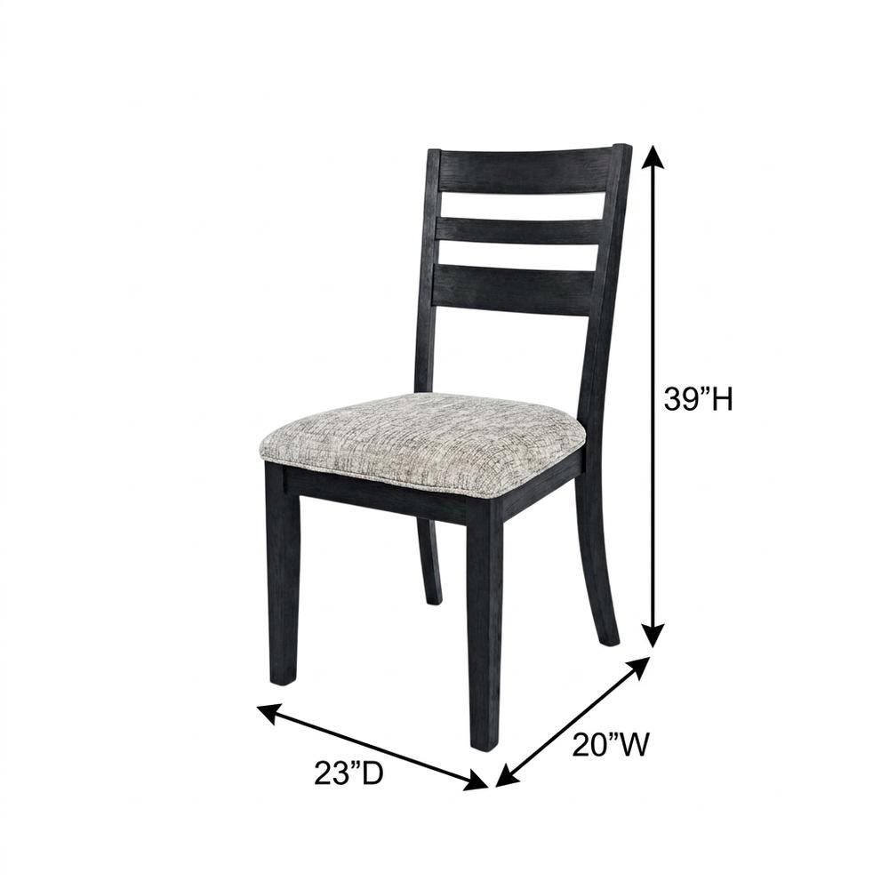 Contemporary Upholstered Ladderback Dining Chairs, Dark Charcoal, Set of 2
