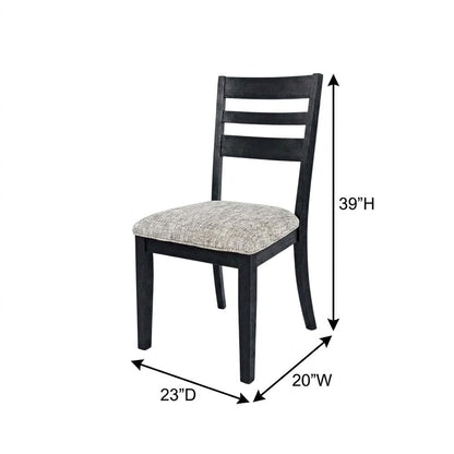 Contemporary Upholstered Ladderback Dining Chairs, Dark Charcoal, Set of 2