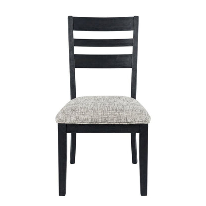 Contemporary Upholstered Ladderback Dining Chairs, Dark Charcoal, Set of 2